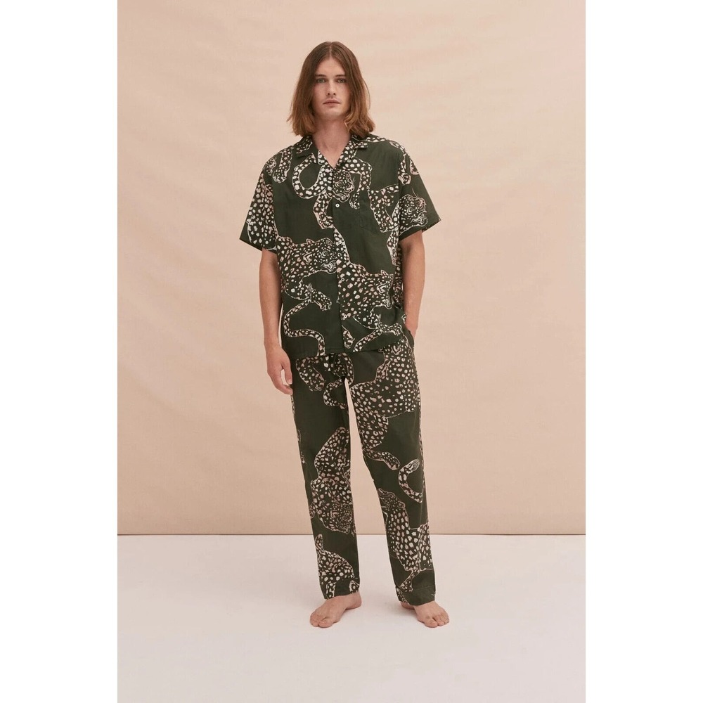 Chic Olive Patterned Pajama Set